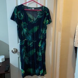 Tropical flutter sleeve dress